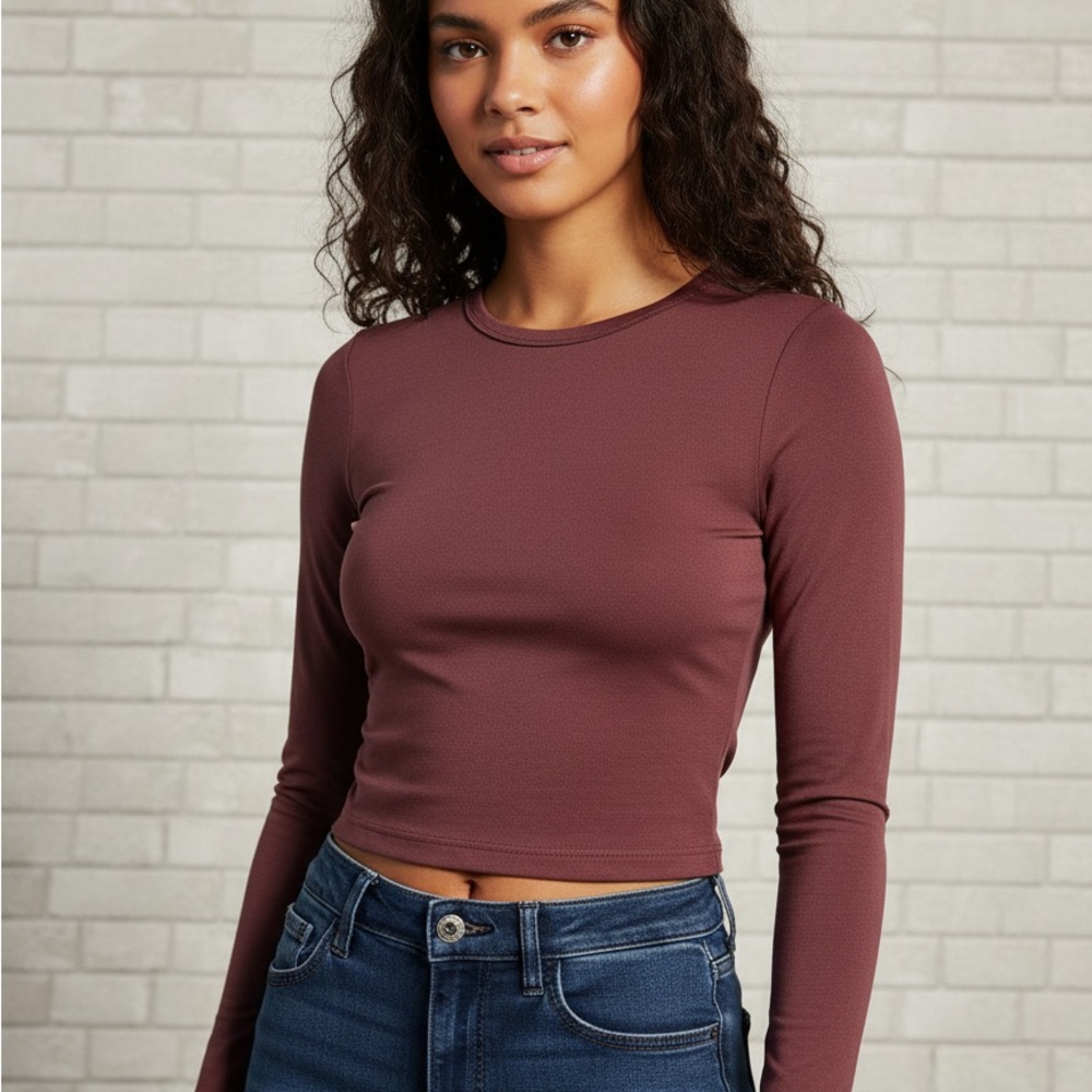 Altar'd State Long Sleeve Active Wear Burgundy Top Size XS/S